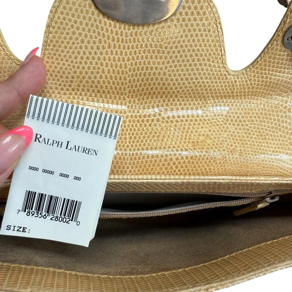 Ralph Lauren Ricky Yellow Lizard Leather Silver Chain Handle Bag Y2K Runway - Picture 6 of 15